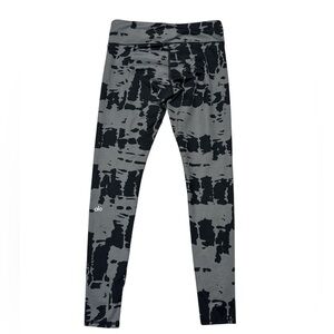 Alo Yoga Women's Tie Dye Leggings Black Gray Activewear Full-Length Size S